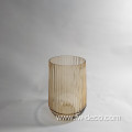 Hurricane Big Ribbed Glass Vase With amber color